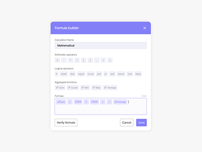 Formula builder design formula builder interface productdesign ui ux