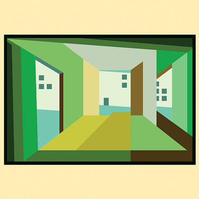 A Room Without a View architecture building city design green illustration interior painting perspective skewed window