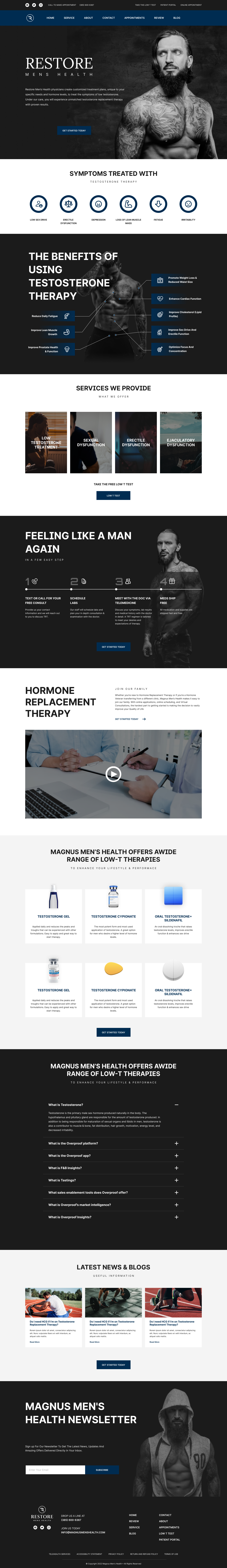 Restore mens health health landing page man restore ui website design