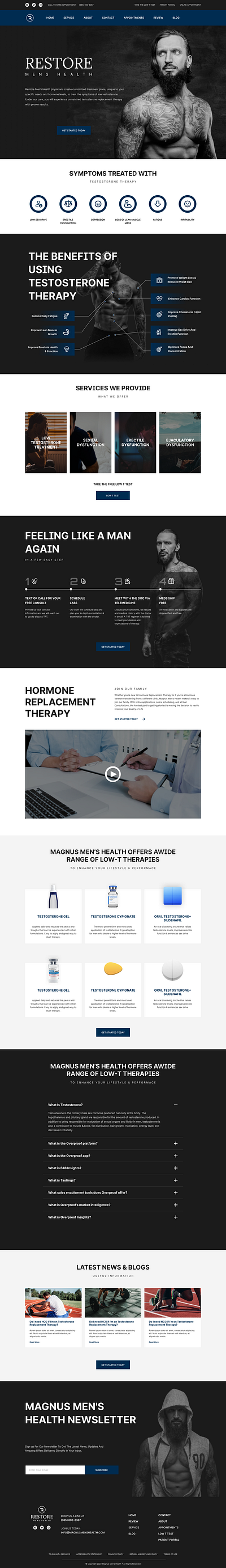 Restore mens health health landing page man restore ui website design