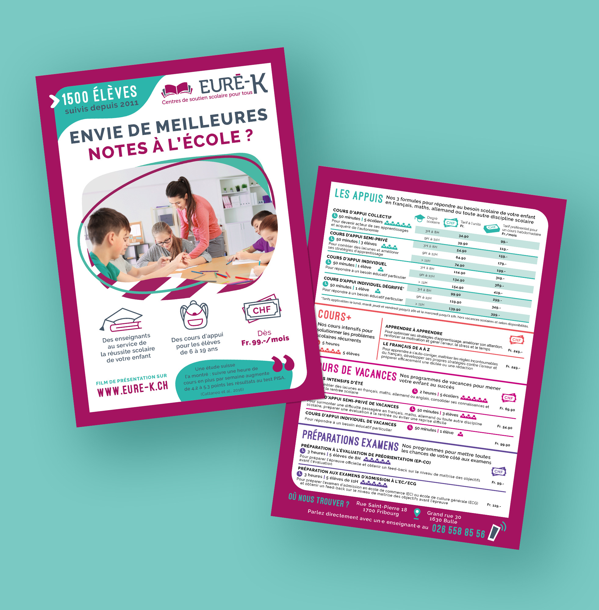 Ad flyer for Education Center adobe illustrator advertising centredesoutienscolaire clean design educational educational center flyer design graphic design lesson print design pupil school simple design