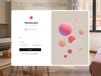 Spatial UI Experiment | Log in page app apple challenge dailyui figma glassmorphism login signup spatial ui visionpro
