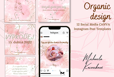 12 Social Media Canva IG Post Templates - Organic design design graphic design instagram templates organic design social media social media design