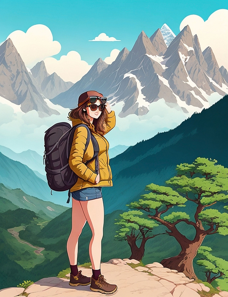 Illustration of beautiful woman mountain climber by Vingar on Dribbble