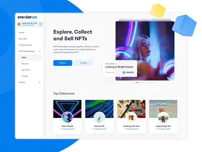 NFT marketplace UX UI design | NFT minting platform art concept create design figmadesign logo minting nft nftmarketplace nftminting productdesign profile sign up tool ui user ux web web3design website