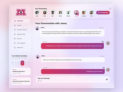 Student Portal - Messaging chat education email glass effect glassy messages messaging messenger product design ui user interface