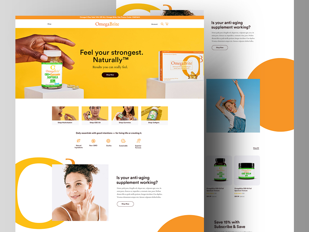 Omega Health Supplements Landing Page Website by Mohsin Naseem