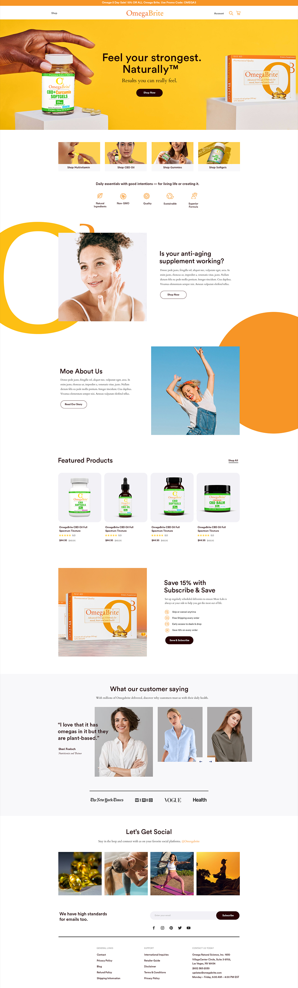 Omega Health Supplements Landing Page Website by Mohsin Naseem