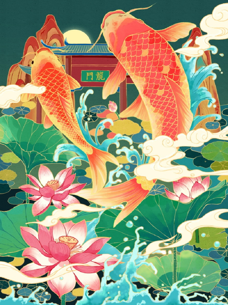 Asian Koi Fish Illustration artwork asian design chinese design illustration japanese japanese design koi fish logo design
