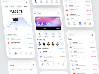 Wang - Finance Mobile App bank banking card clean coin finance financial fintech mobile money money transfer paypal savings statistic stock transactions transfer ui ux wallet