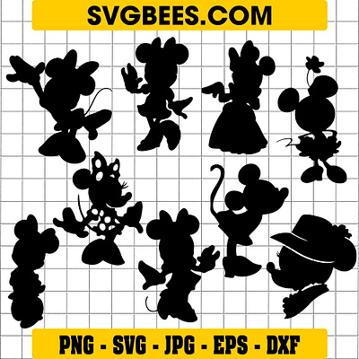 Minnie Mouse Silhouette Svg designs, themes, templates and downloadable ...