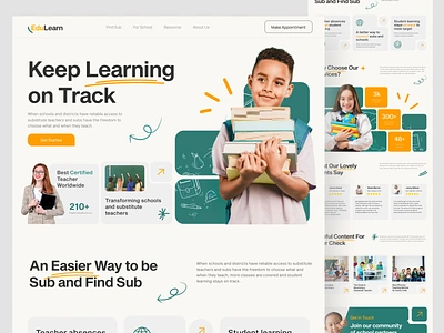 EduLearn - Education Website children class course design education home page kids landing page learn online school study teacher ui visual design web web design website