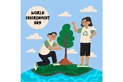 World Environment Save the Planet Illustration celebration day earth environment green illustration nature planet project tree vector world