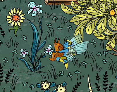 Close ups childrens book illustration fae folk fairy fairy folk hidden object illustration object photoshop slugs
