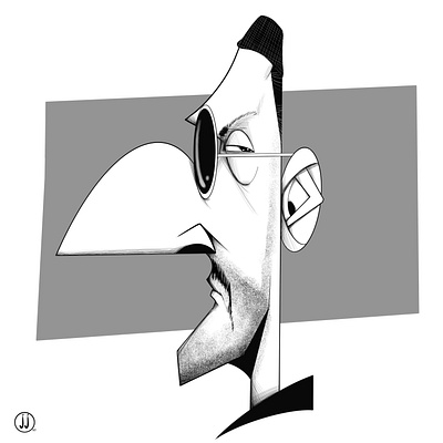 Jean Reno Caricature black and white caricature illustration procreate