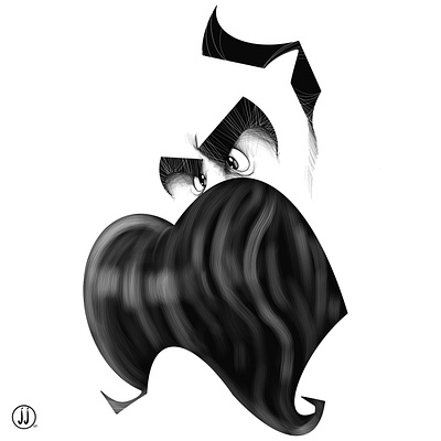 Frederich Nietzsche black and white caricature illustration procreate