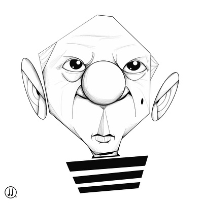 Pablo Picasso black and white caricature illustration procreate