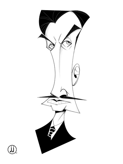Vincent Price black and white caricature illustration procreate