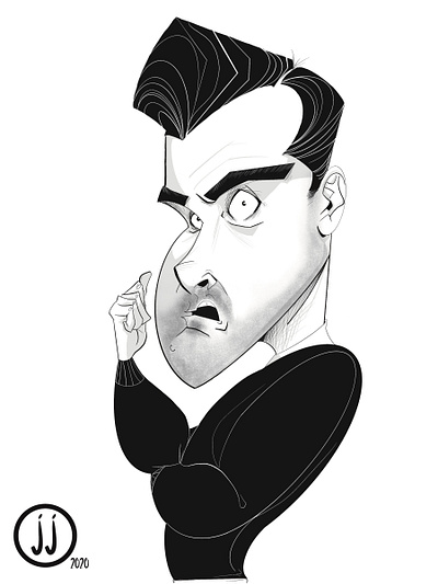 David Rose (Schitt’s Creek) black and white caricature illustration procreate