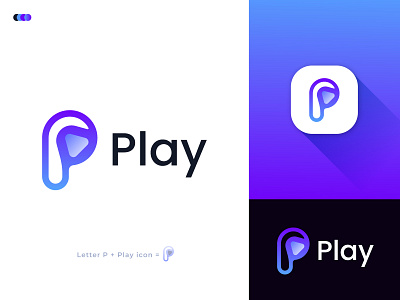Modern P Letter Logo, Letter P + Play, media logo, streaming abstract abstract logo app icon brand identity branding business logo entertainment flat logo logo design logo designer logotype media logo modern logo multimedia p letter logo p logo play button play icon sound visual identity