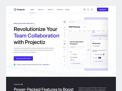 Projectiz - Team Collaboration Hero Section asana collaboration component dashboard hero hero section management organize product productivity progress project project management saas task manager team collaboration timeline trello workflow workspace