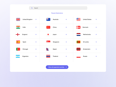 List of Countries app app design countries countries dashboard countries selector countries ui design destinations flags list of countries list ui material product design ui ux