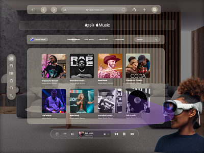 Music Apple Vision Pro : Spatial UI Design Exploration apple design apple music vision apple music vision pro apple vision pro design glassmorph landing page landingpage spatial ui spatial ui design vision os vision pro visionos web design webdesign website website design