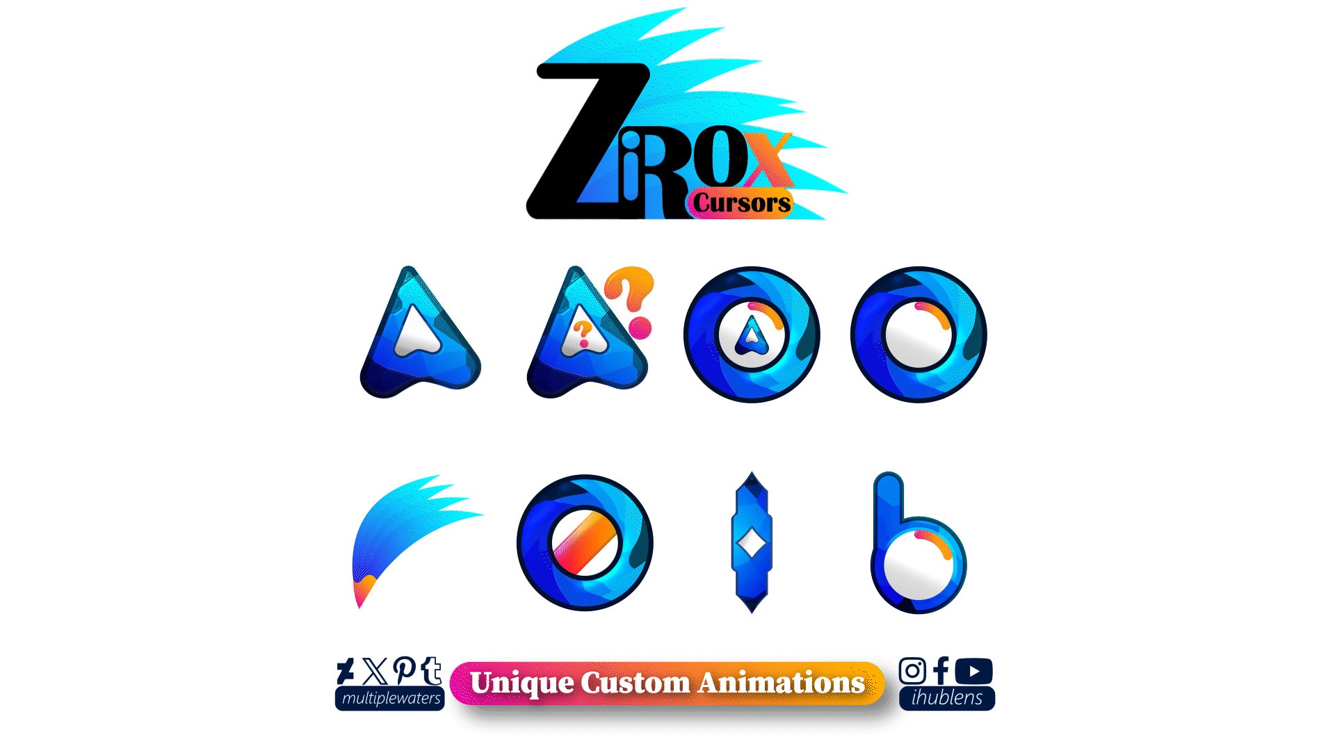 Zirox Cursors (v1.1) by Multiple Waters animatedcursors animation cursors design illustration logo mousecursors ui windowstheme windowsthemes