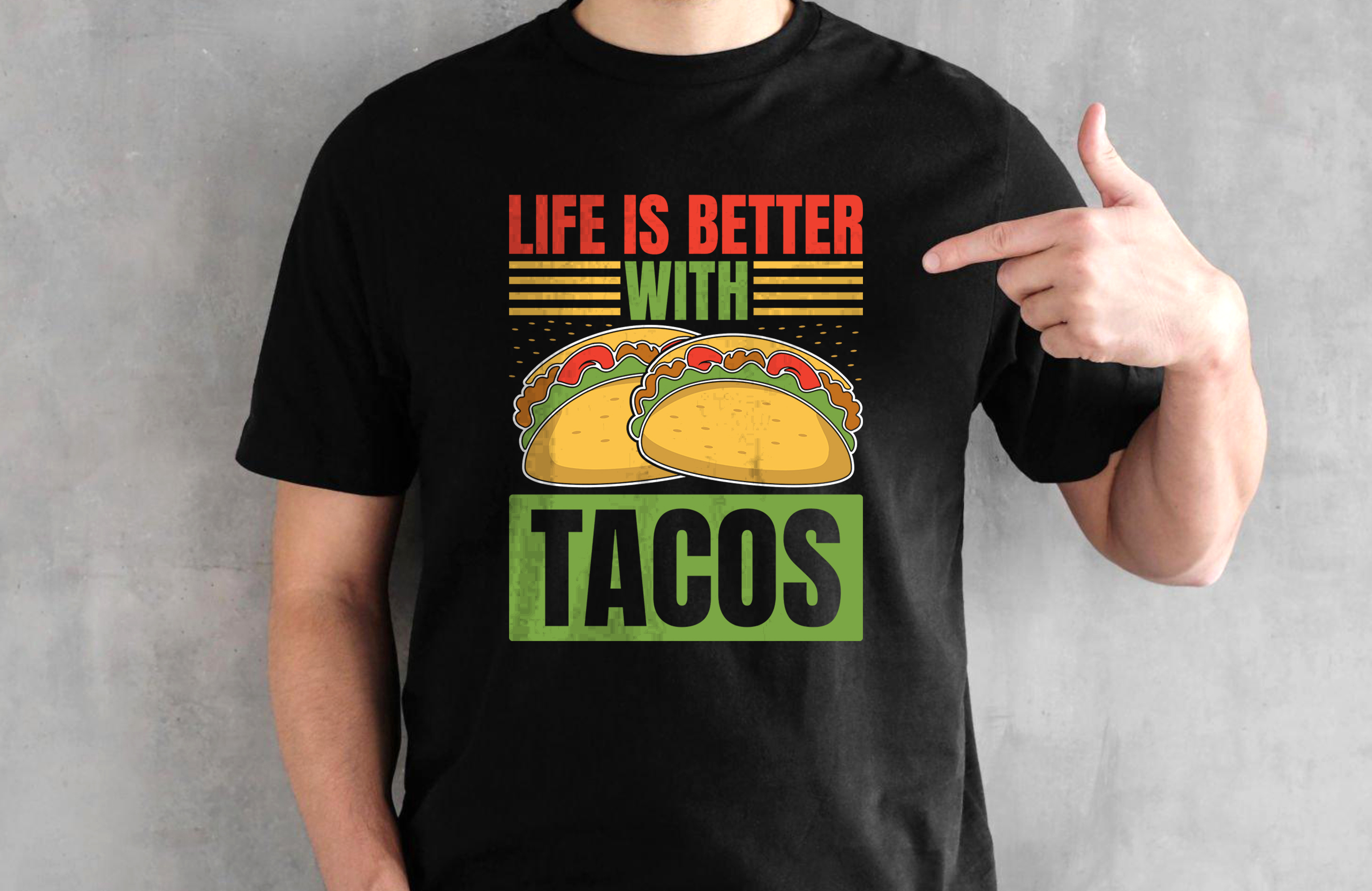Tacos Vector T-shirt Design With Free Mockup adobe illustrator ai t shirt design amazon t shirt graphic design graphic t shirt merch by amazon print print on demand redbubble shirts t shirt t shirt design t shirt design ideas t shirt design store near me t shirt for men t shirt vector tacos t shirt tacos tacos trendy unique t shirt