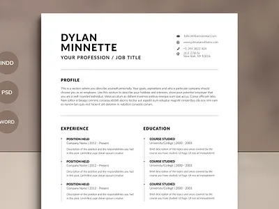 Resume CV Template cover letter curriclum vitae cv diy graphic design job cv job search resume word word resume