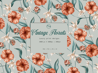 Vintage Florals apparel art design fabric floral illustration pattern patternbundle print