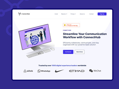 ConnectHub || Conversion Oriented SaaS Web UI Design connect with others conversion design landing page saas ui ux website webui