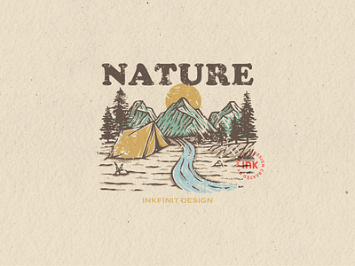 Nature - Vintage Illustration adventure badge camping hand drawn hiking illustration logo mountain nature tshirt vintage