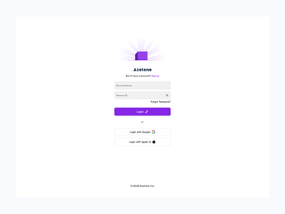 Acetone - Login Page credential page design designconcept login page minimal signup page ui uidesigners vector website website design