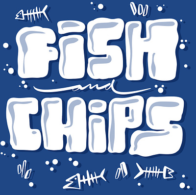 Fish and Chips beach branding chips design fish food friends graphic design holiday illustration lettering logo ocean procreate restaurant typography yummy