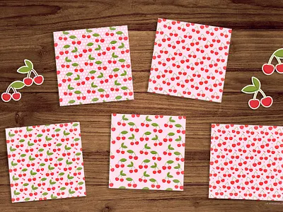 Cherry set | Print mockup adobe illustration adobe illustrator adobe photoshop cherry design fun graphic design illustration pattern vector