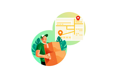 Courier Deliver Goods Using an Online Map shop