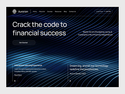 Aurorion - Financial Courses animation big typography bold creative design fintech gradient grid loop ui ux web web design website