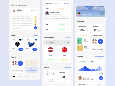Air quality app🫁♻️ air improvement air pollution air quality analyzing app design application aqi design emissions health ios mask minimal mobile nature pollutant product product design ui ux