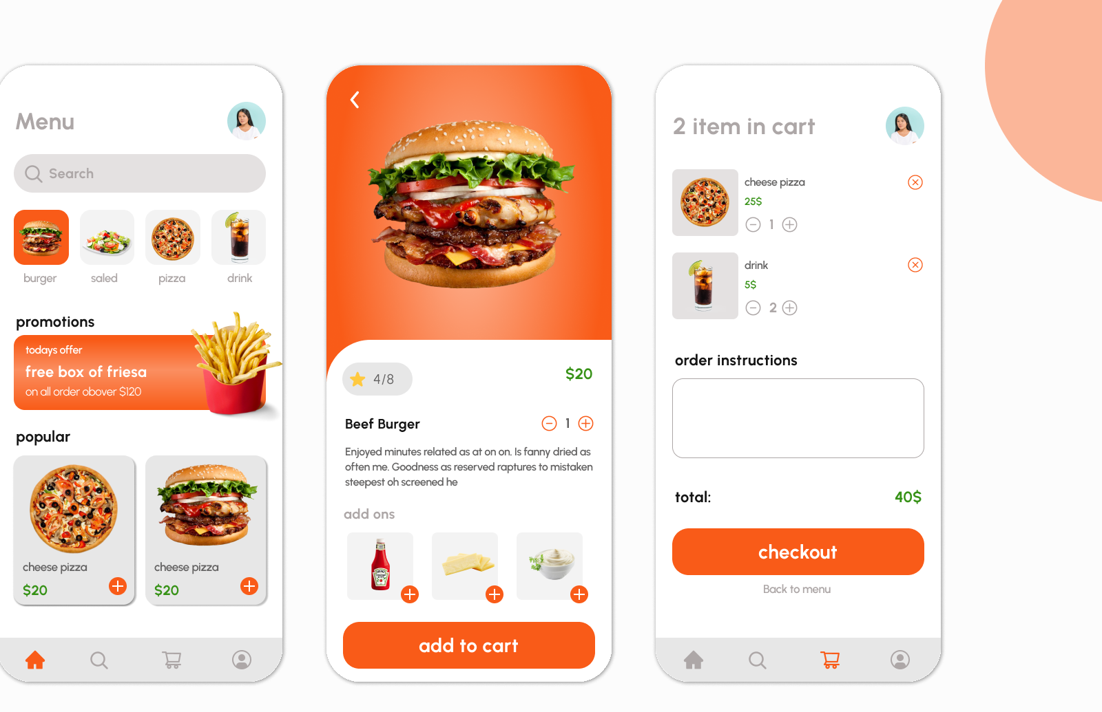 FOOD APP UI by Fatemeh_Zibaei on Dribbble