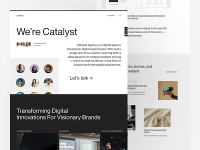 Catalyst - Digital Agency agency branding business clean creative dark design digital homepage innovations landing page layout minimalism minimalist modern portfolio studio ui ux website