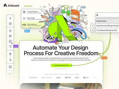 Meet the new Artboard Studio Website artboard studio branding font header illustration inspiration interaction interaction design landing nav page section site typography ui ux web web design website