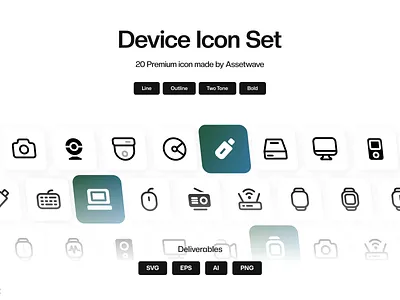 Device Icon Set bold camera design device icon icon design icon pack icon set iconography icons iconset ipad line macbook material ui icons outline product product design television two tone