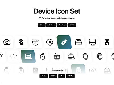 Device Icon Set bold camera design device icon icon design icon pack icon set iconography icons iconset ipad line macbook material ui icons outline product product design television two tone