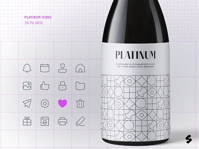 Platinum Icons Use Case - Wine Label branding design elegant graphic design icon set icons illustrator luxury minimal package design packaging print vector