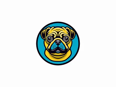 Pug Logo animal branding circular cute design dog emblem friend icon illustration logo mark mascot pet playful pug puppy sports vector vet