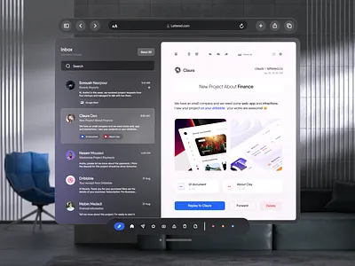 Lettered Email App - Apple Vision OS ar clean concept dashboard design email inspiration minimal mixed reality ui ux vision os vr