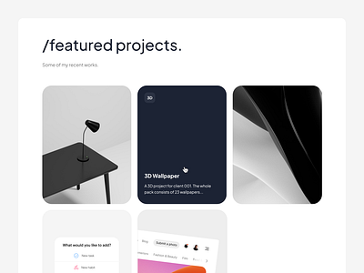 Projects showcase design landing page portfolio uidesign uiux