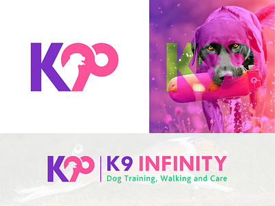 K9 Infinity Logo | Dog training, walking, and care bonding and communication brand identity branding canine care dog dog behavior dog care dog enrichment dog socialization dog training infinity k9 logo personalized care pet obedience pet services pet wellness professional trainers puppy training training programs