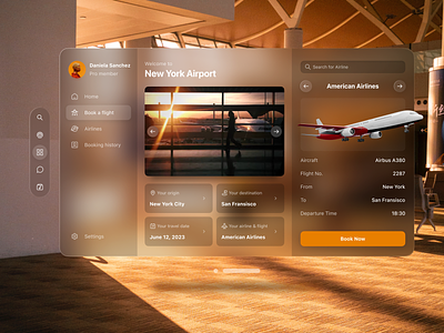 Vision Pro Application airplane airplane ticket apple apple vision pro ar ar design booking booking app flight flight app spatial ui ticket app ticket application travel virtual reality vision os vision pro vr